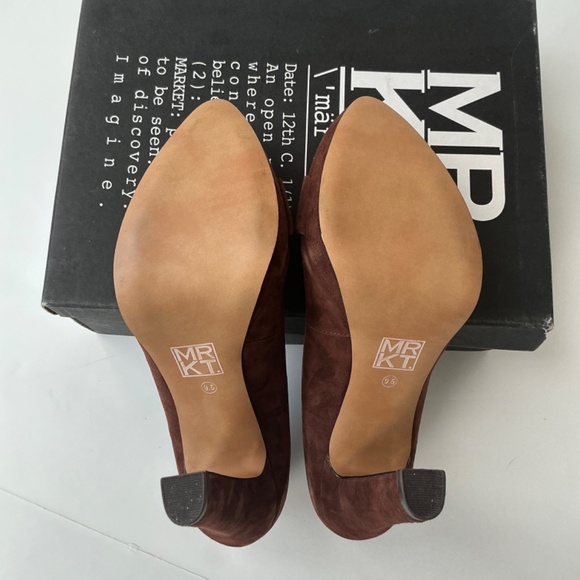 NWT MRKT Claire Chocolate Brown Faux Suede Heels with bow Size 9.5 - Picture 8 of 8